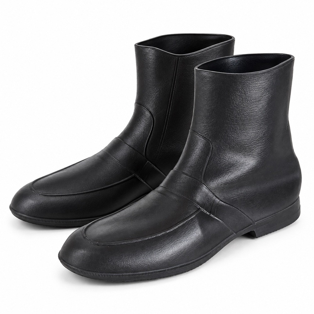Totes Rain Boots Men Medium Black Vintage Rubber Waterproof Zip Overshoe USA